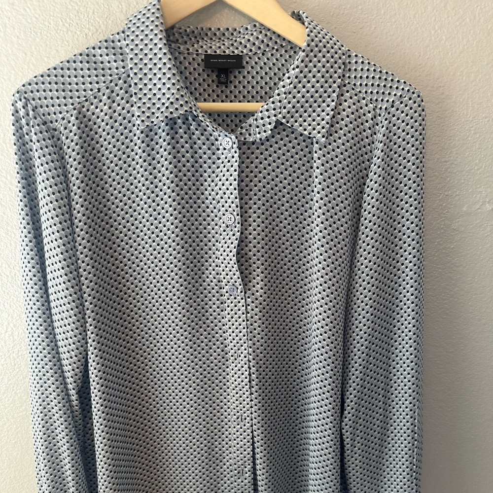 Who what Wear XL Blue Patterned Button Up Dress Shirt